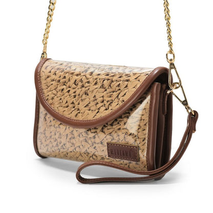 Golden Fold Raffia Flap Bag