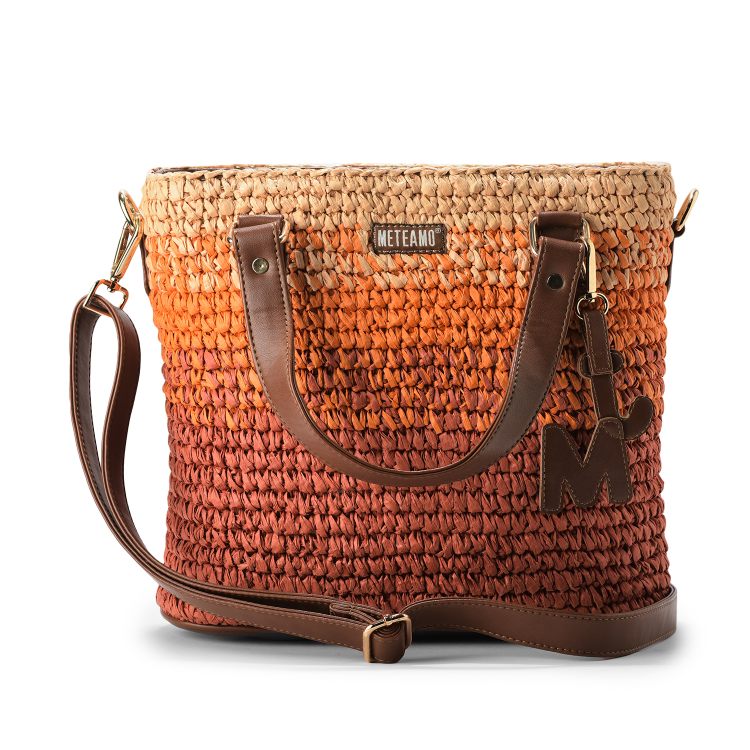 Sunset Bloom Raffia Tote Bag