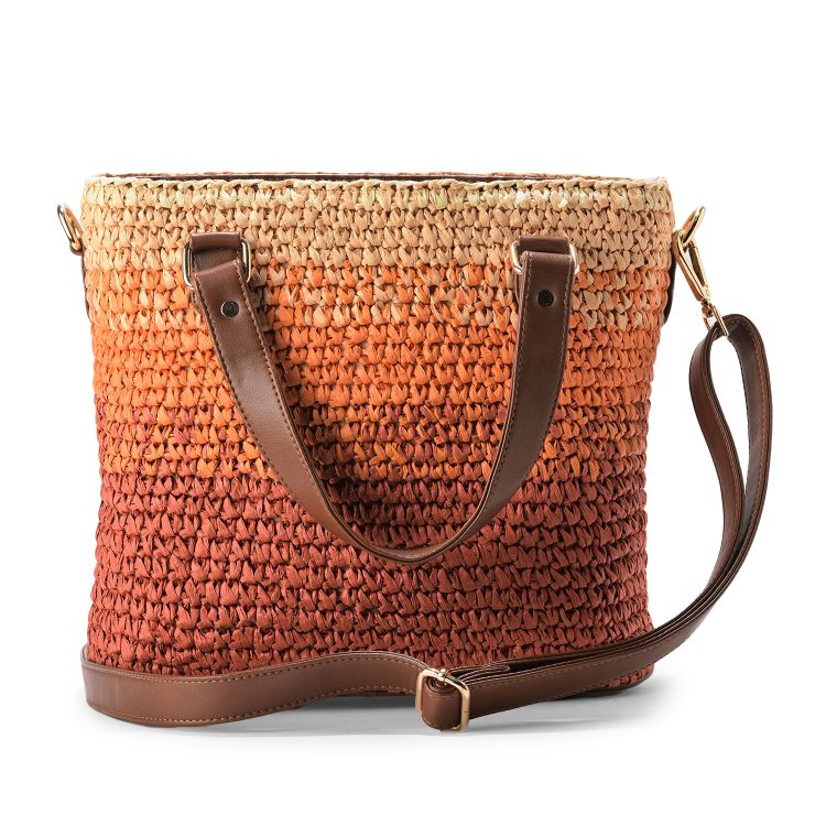 Sunset Bloom Raffia Tote Bag