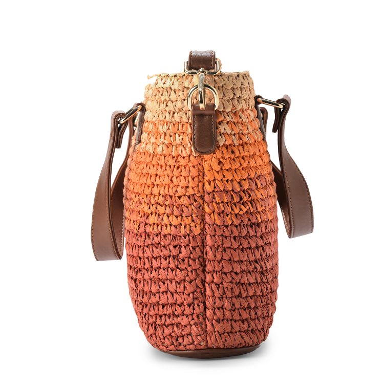 Sunset Bloom Raffia Tote Bag