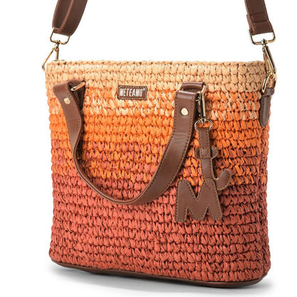 Sunset Bloom Raffia Tote Bag