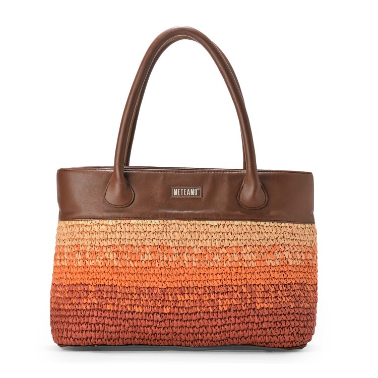 Peach Sunset Raffia Tote Bag
