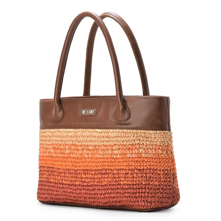 Peach Sunset Raffia Tote Bag