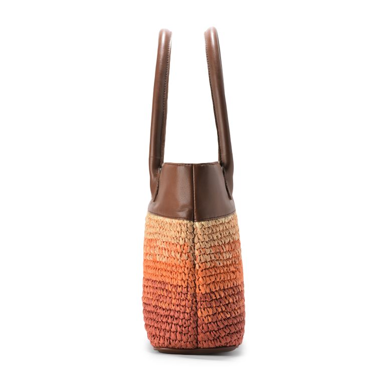 Peach Sunset Raffia Tote Bag