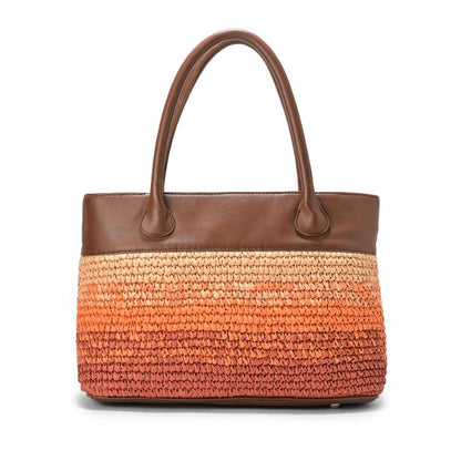 Peach Sunset Raffia Tote Bag