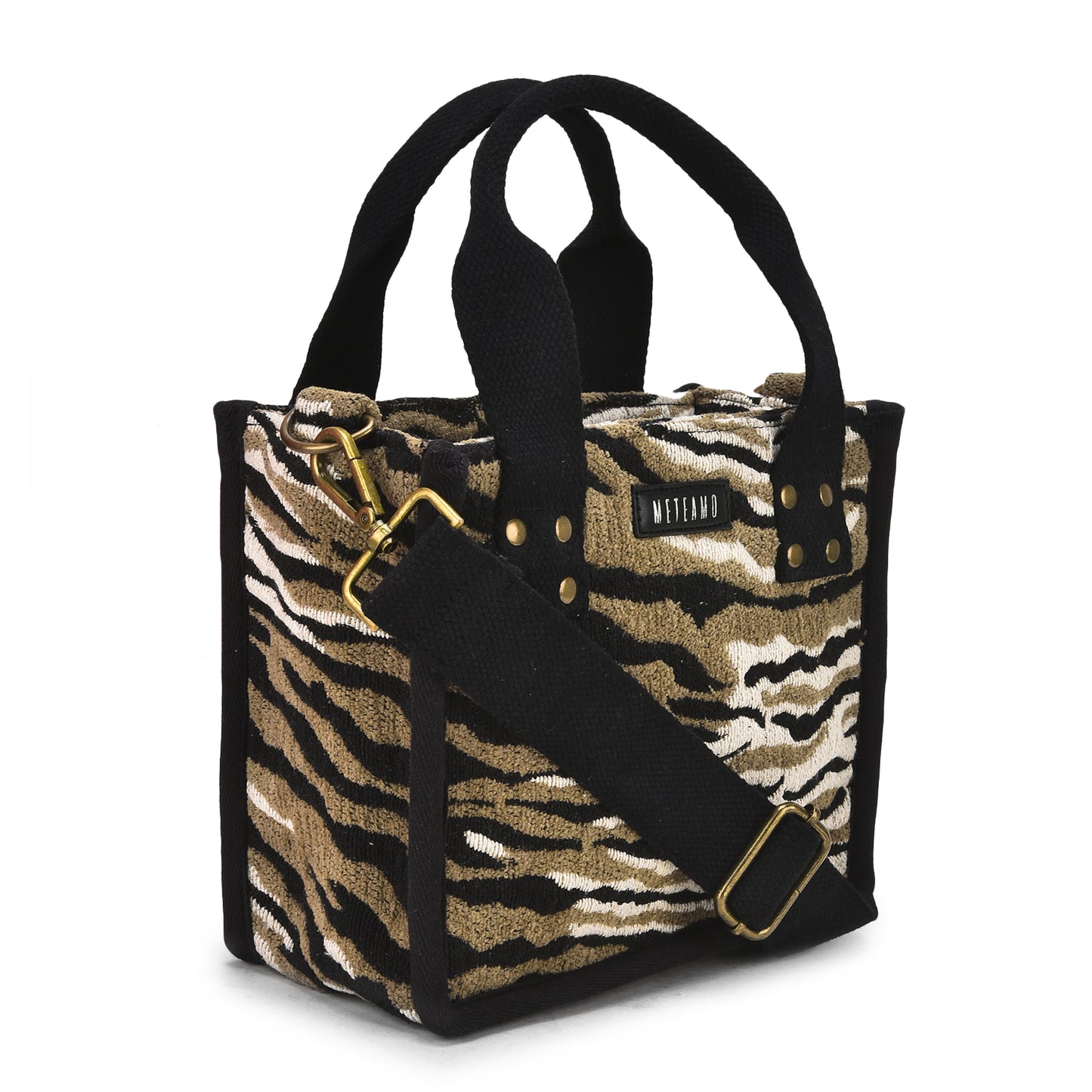 Anileo - Brown & Black Jacquard Box Bag - Small