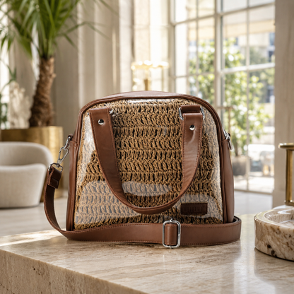 Caramel Weave Raffia Bag