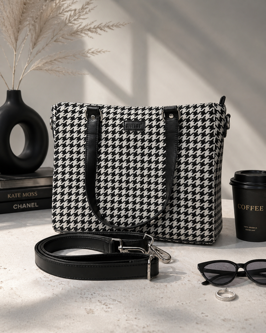 Noir Houndstooth Women's Office Bag