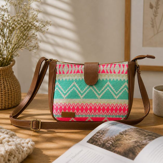 Artisan Weave Sling Bag - Mint Blush