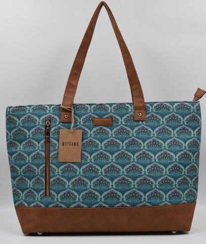 Blue Lotus - Office Tote Bag with Mini Pouch