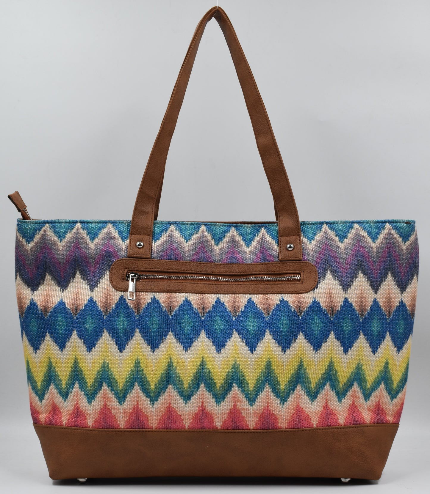 Multicolor Chevron - Office Tote Bag with Mini Pouch
