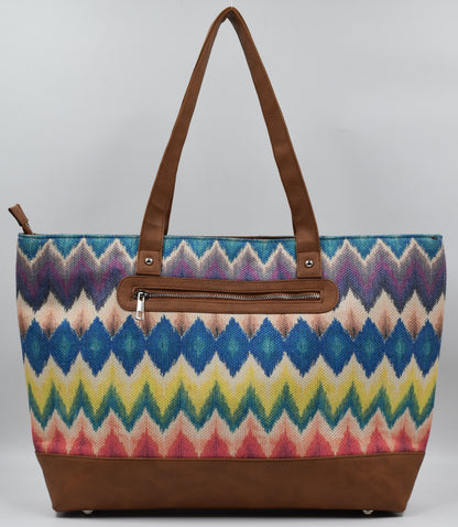 Multicolor Chevron - Office Tote Bag with Mini Pouch