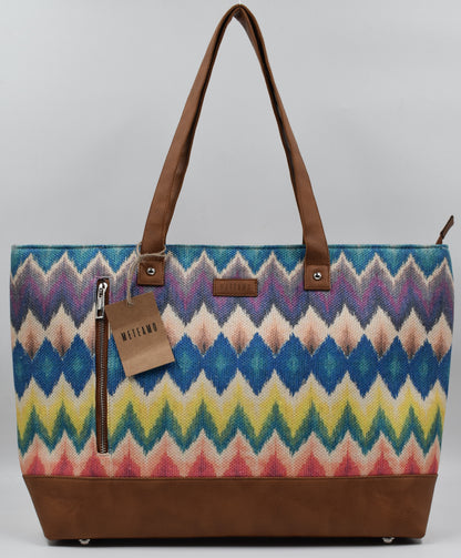 Multicolor Chevron - Office Tote Bag with Mini Pouch