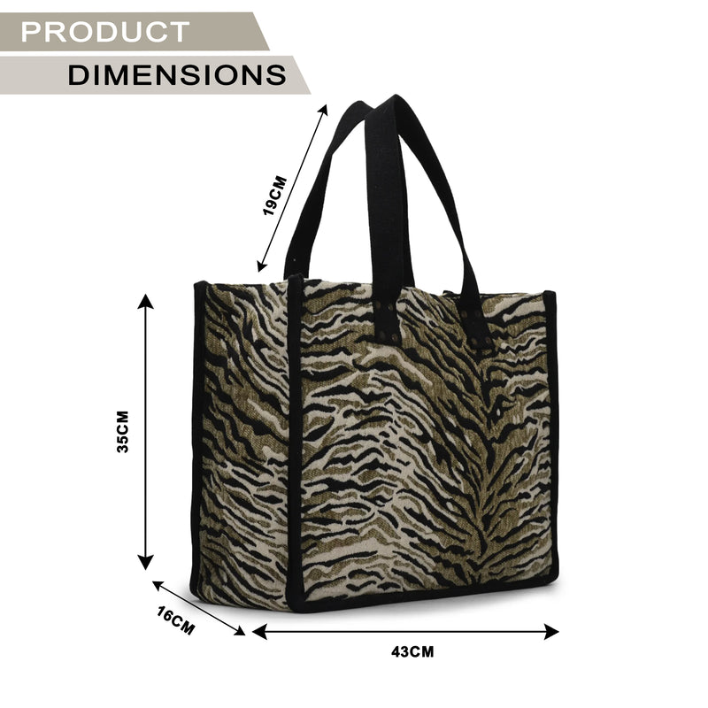 Anileo - Brown & Black Jacquard Jumbo Box Bag