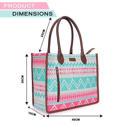 Artisan Weave Office Tote - Mint Blush