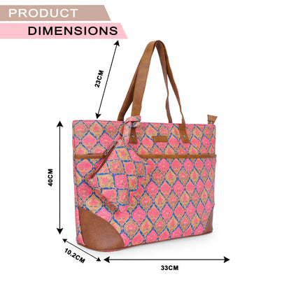 Ruhani Pink - Office Tote Bag with Mini Pouch