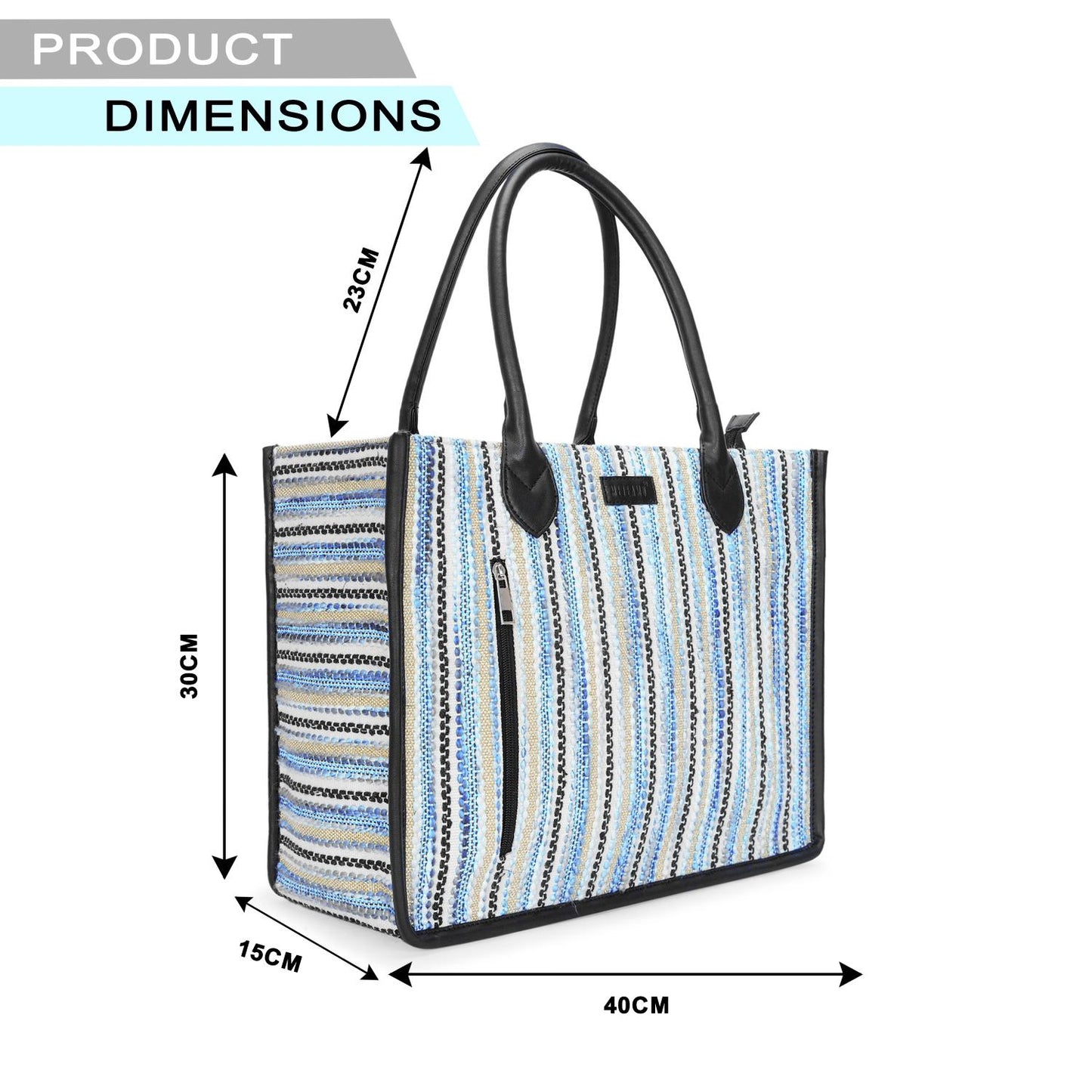 Blue Wave Artisan Weave Handcrafted Office Tote for Women