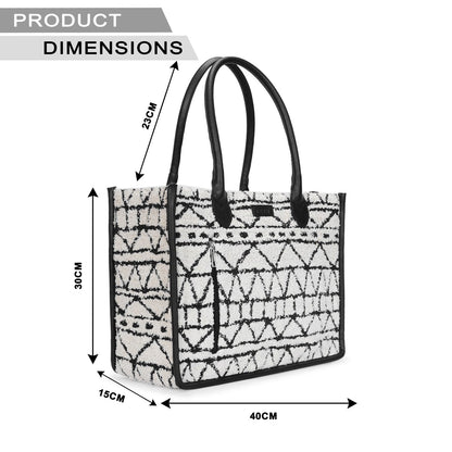 Artisan Weave Office Tote - Monochrome Tribal