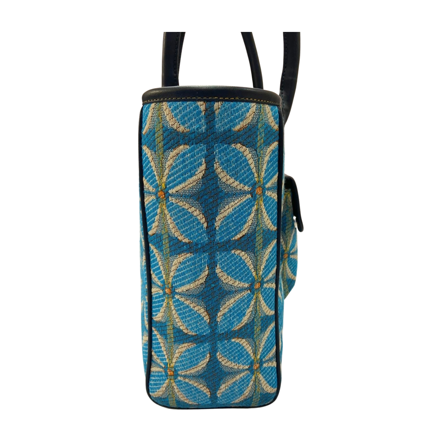 Vintage Petal Office Tote - Blue (with front pocket)
