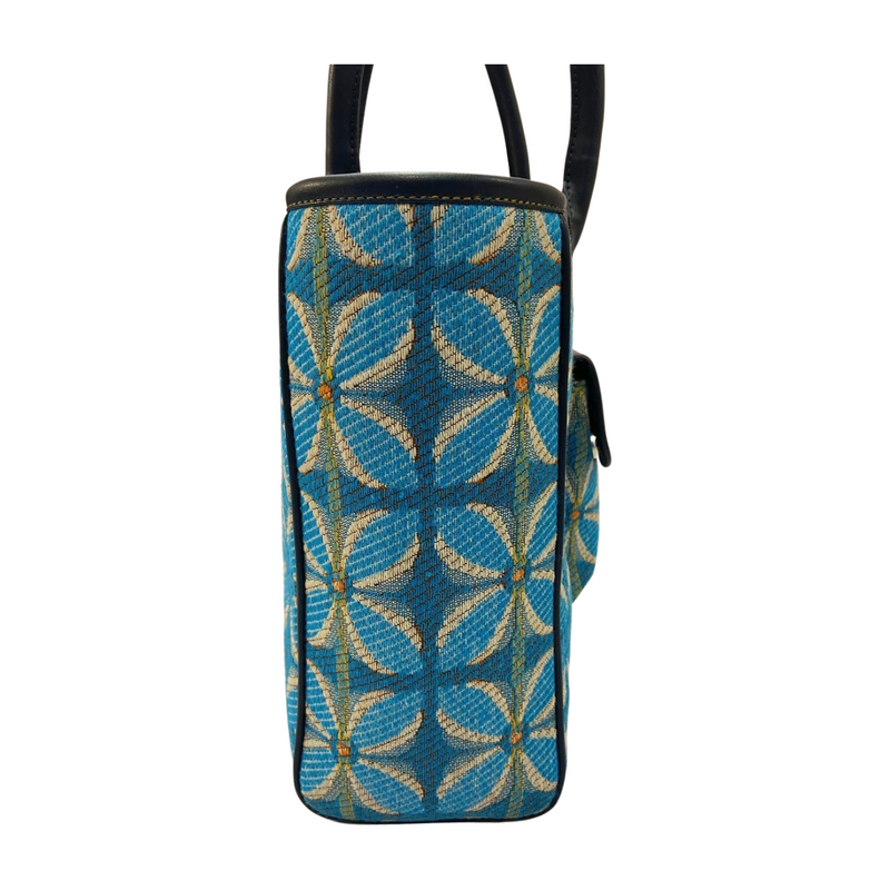 Vintage Petal Office Tote - Blue (with front pocket)