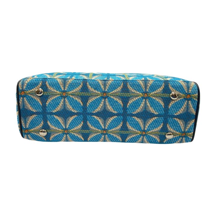 Vintage Petal Office Tote - Blue (with front pocket)