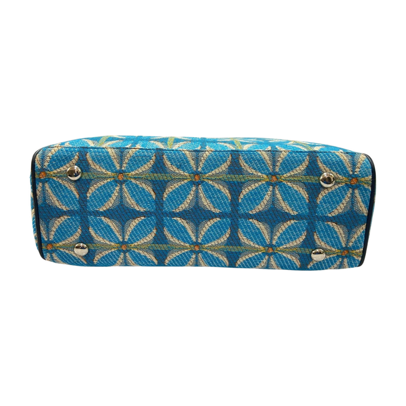 Vintage Petal Office Tote - Blue (with front pocket)