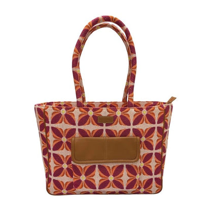 Vintage Petal Office Tote - Sunset Bloom (with front pocket)