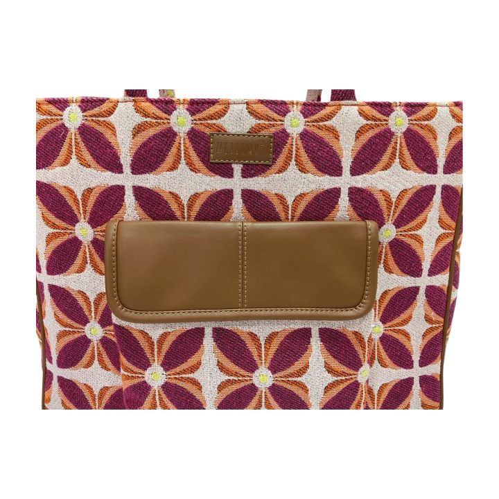 Vintage Petal Office Tote - Sunset Bloom (with front pocket)