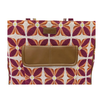 Vintage Petal Office Tote - Sunset Bloom (with front pocket)