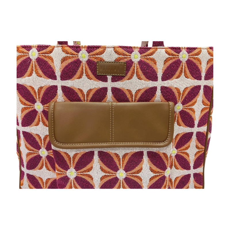 Vintage Petal Office Tote - Sunset Bloom (with front pocket)