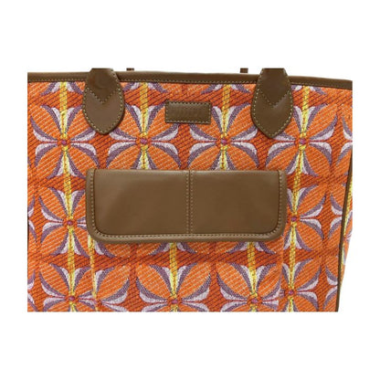 Vintage Petal Office Tote - Tangerine Bliss (with front pocket)