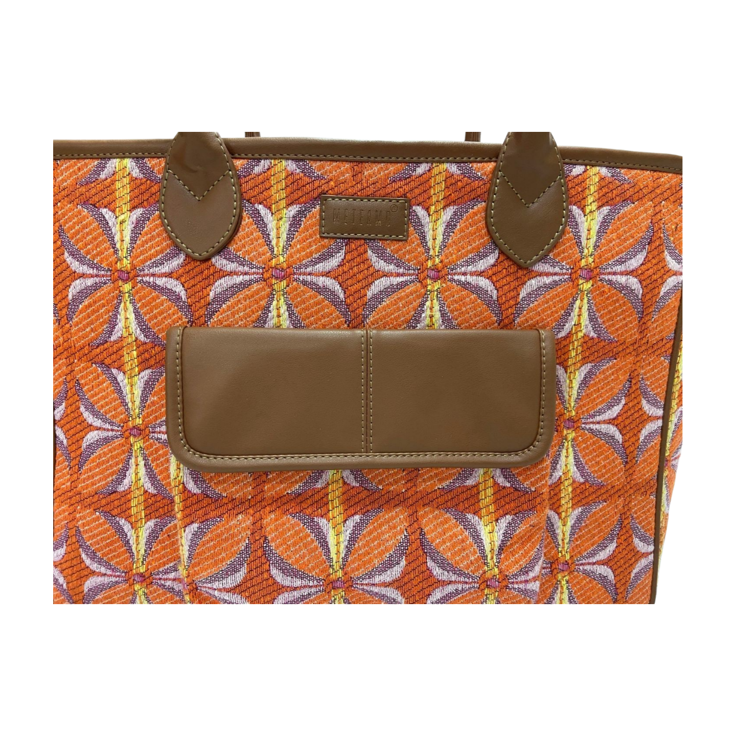 Vintage Petal Office Tote - Tangerine Bliss (with front pocket)
