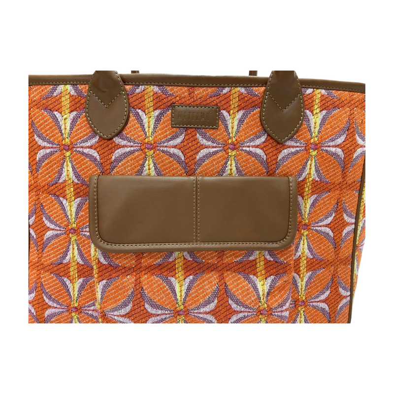 Vintage Petal Office Tote - Tangerine Bliss (with front pocket)