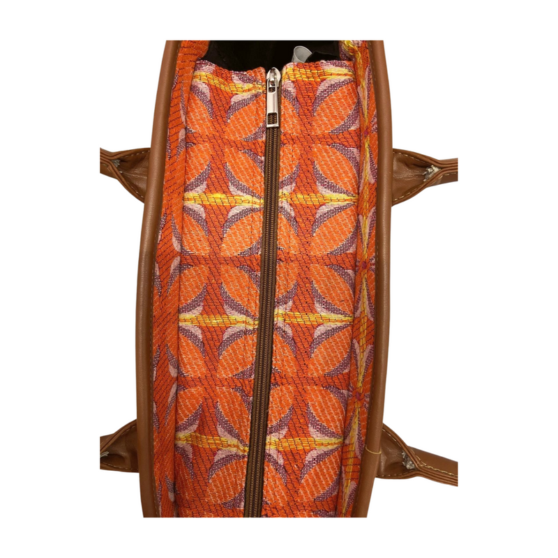 Vintage Petal Office Tote - Tangerine Bliss (with front pocket)