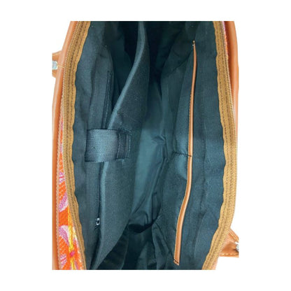 Vintage Petal Office Tote - Tangerine Bliss (with front pocket)