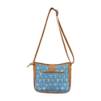 Blue Flowers Handcrafted Sling Bag for Women
