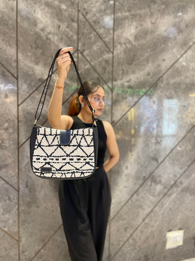 Artisan Weave Sling Bag - Monochrome Tribal (BOGO)