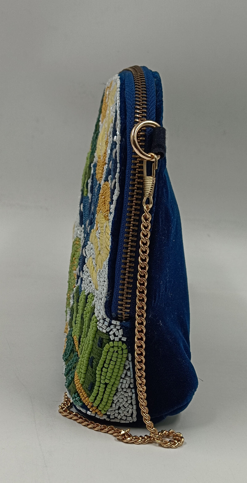 Sequina Green - Beaded & Hand Embroidered Make-Up Pouch