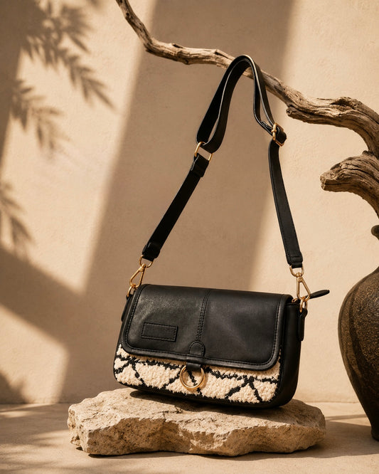 Magshift Sling Bag with Flap - Monochrome Tribal