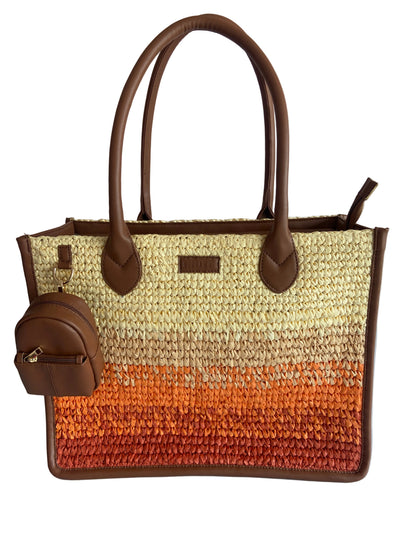 Cafe Sunset Handcrafted Raffia Office Tote for Women