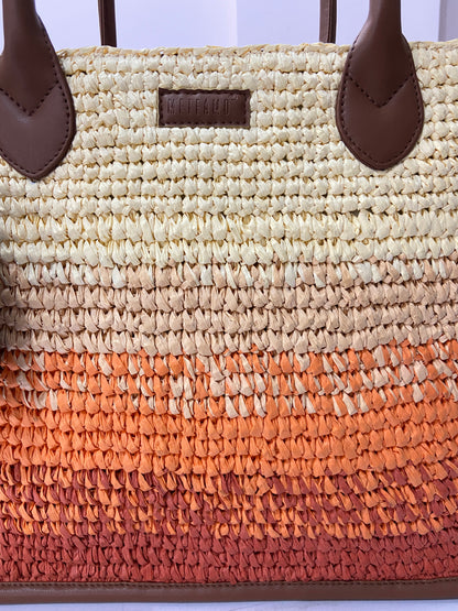 Cafe Sunset Handcrafted Raffia Office Tote for Women