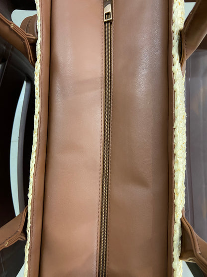 Cafe Sunset Handcrafted Raffia Office Tote for Women