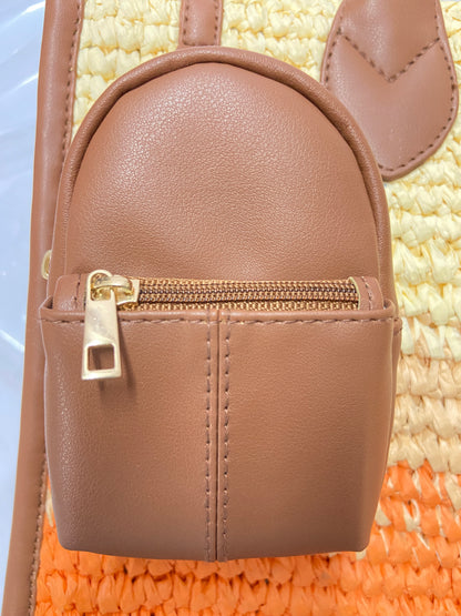 Cafe Sunset Handcrafted Raffia Office Tote for Women