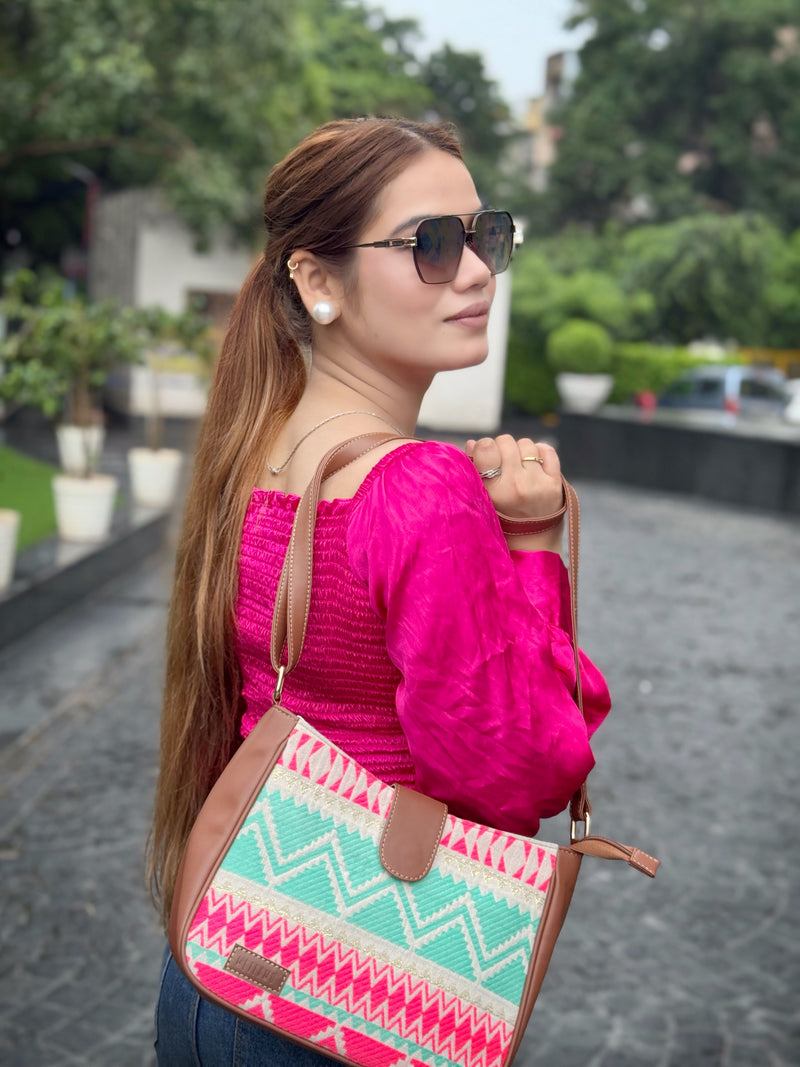 Artisan Weave Sling Bag - Mint Blush (BOGO)