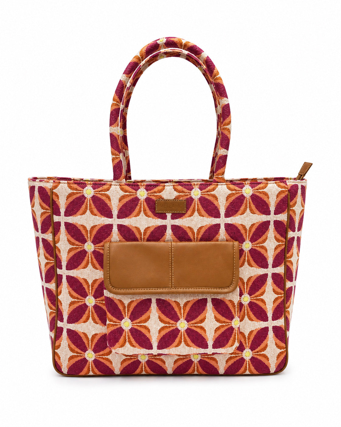 Vintage Petal Office Tote - Sunset Bloom (with front pocket) (Jacquard) - view 2