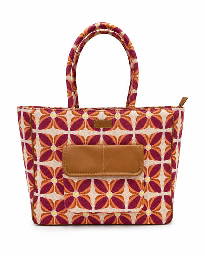 Vintage Petal Office Tote - Sunset Bloom (with front pocket) (Jacquard) - view 2