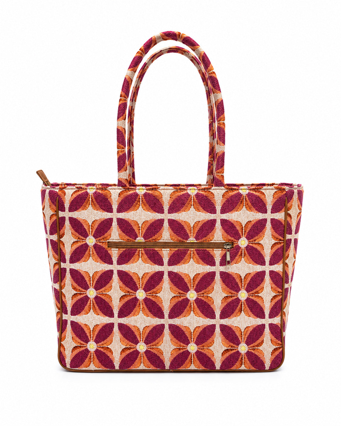 Vintage Petal Office Tote - Sunset Bloom (with front pocket) (Jacquard) - view 3