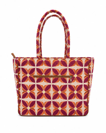 Vintage Petal Office Tote - Sunset Bloom (with front pocket) (Jacquard) - view 3