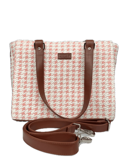 Pink Houndstooth Handcrafted Office Tote for Women