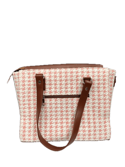 Pink Houndstooth Handcrafted Office Tote for Women
